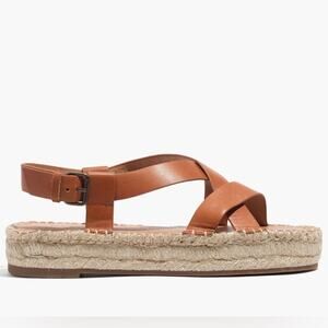 Madewell the Malia Espadrille Sandal Caramel Strappy Leather size 9.5